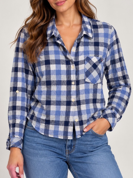 Tommy Hilfiger Tops - Tommy Hilfiger Navy and Light Blue Plaid Button-Down Shirt